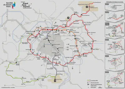 Tracé du Grand Paris Express et calendrier initial du projet